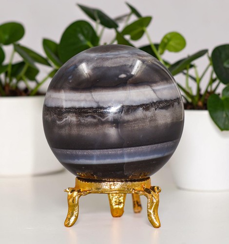 Sfera opale fascia nera - opale, a